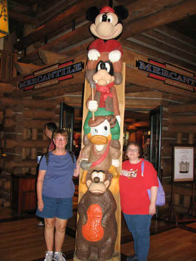 The Disney character totem at Wilderness Lodge
