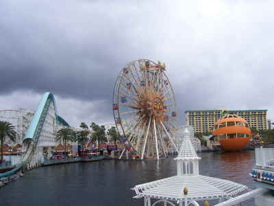 A rainy day on Paradise Pier