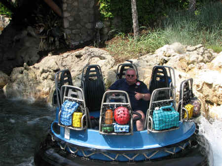 His own private raft!
