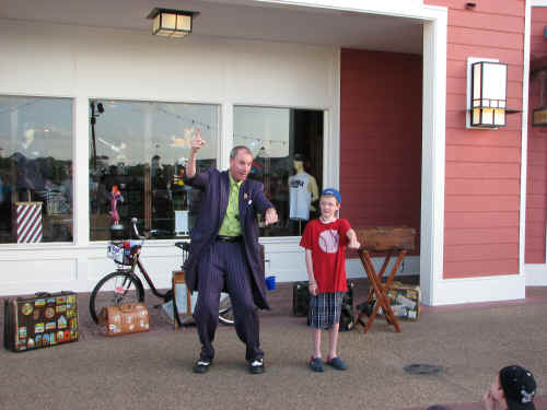 A street performer on the boardwalk.