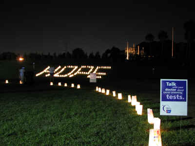 The luminaria in memory of cancer victims.