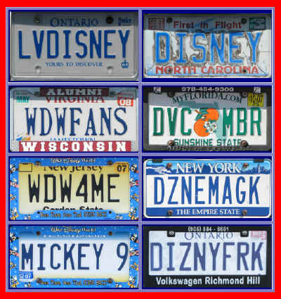 Disney Vanity Plates in the parking lot at MagicMeets 2007