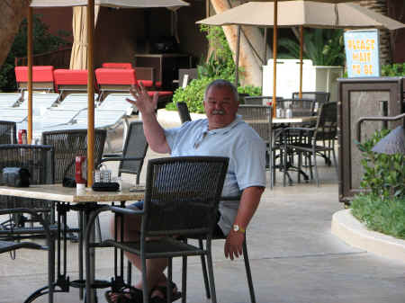 Breakfast beside the Treasure Island pool