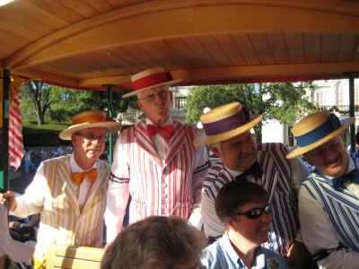 The Dapper Dans on the horse-drawn trolley
