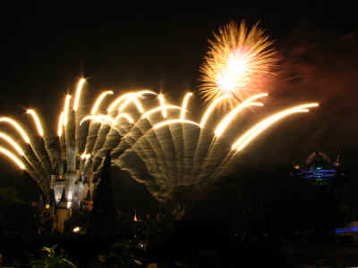 Fireworks behind Cinderella Castle