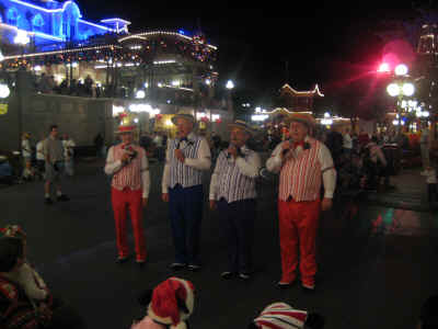 The Dapper Dans in front of the Train Station