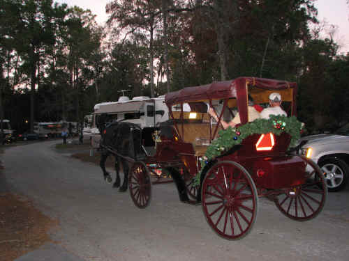 This horse-drawn carriage goes by our campsite several times a night