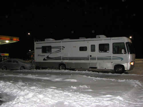 Our wintery campsite!  Yikes!