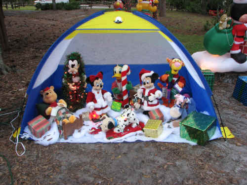 There is Christmas decor everywhere in the campground