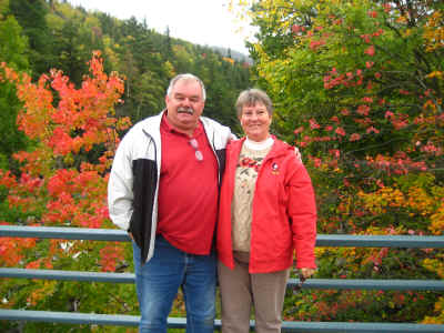 On the bridge at the base of Whiteface Mountain