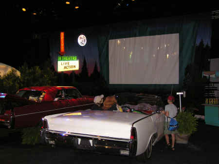 A drive-in theatre set up inside World ShowPlace