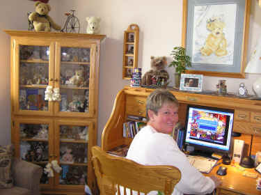 Carol at her desk in "The Bear Room"