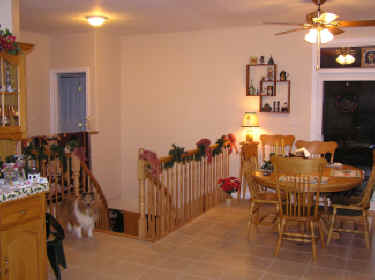 The Kitchen with staircase down to the Family Room