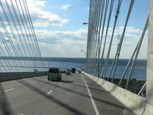 Heading down the south side of the bridge.